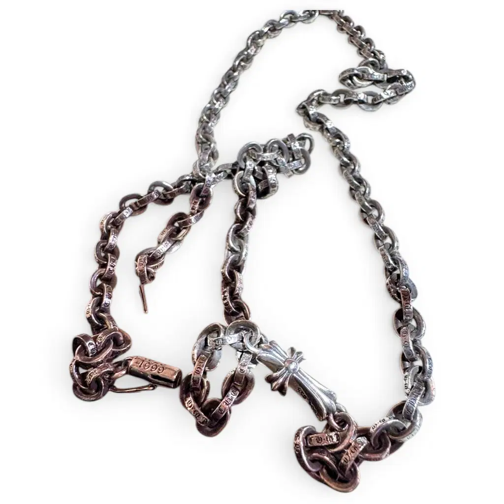 Chrome Hearts Silver Interlocking Cross Necklace — 60 cm