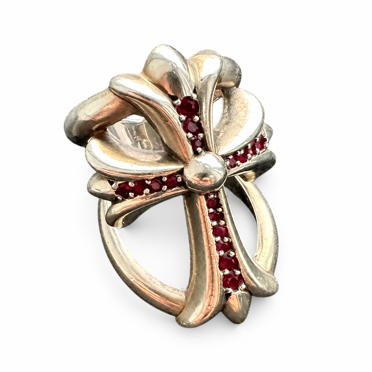 Chrome Hearts Silver Ruby-Set Cross Ring — Size 10